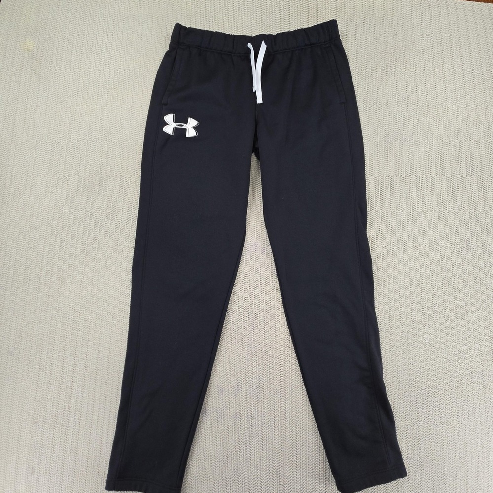 Under Armour Pants Youth XL Black Fleece Sweatpants Drawstring Logo ColdGear